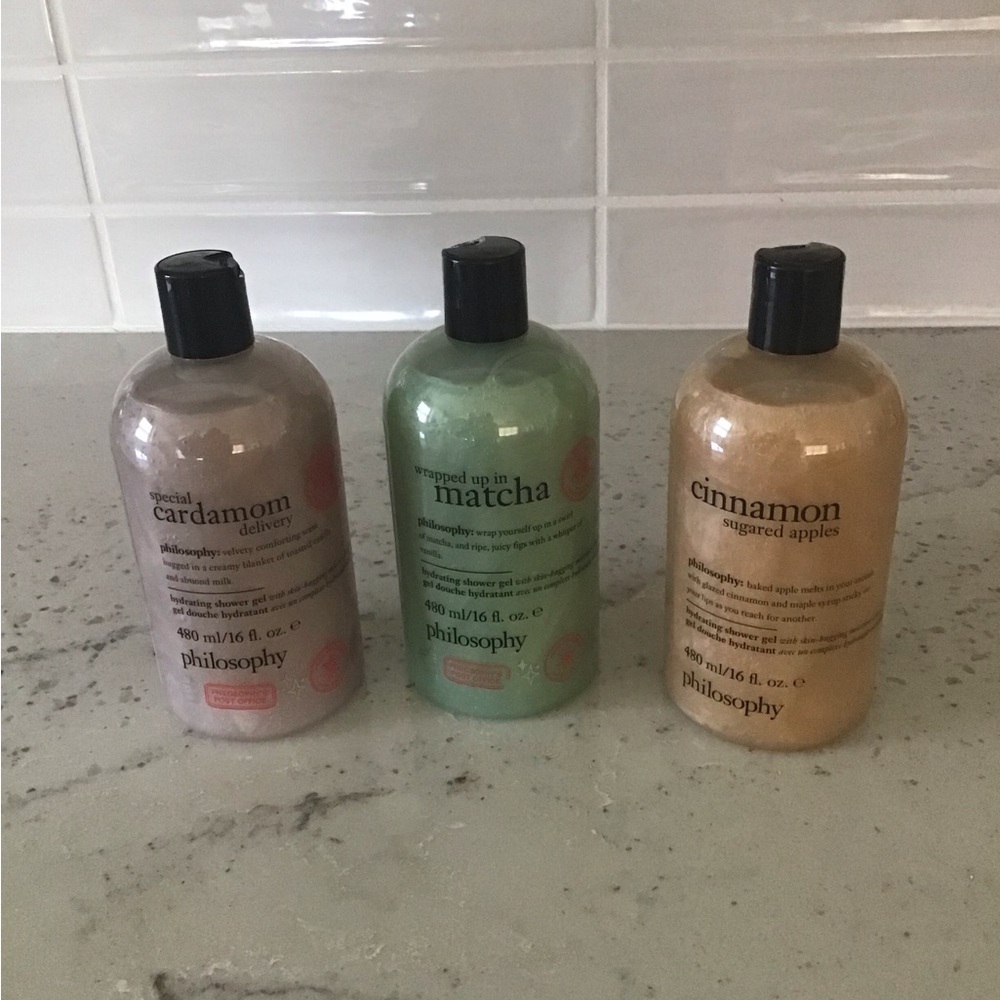 Three (3) 16 Fl. Oz. Bottles of Philosophy Shower Geo